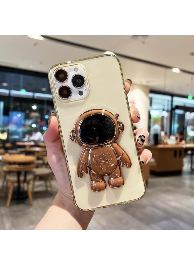 اس-توب جراب لهاتف iPhone 14 Pro مطلي بحامل رائد فضاء من مادة TPU - Image 1