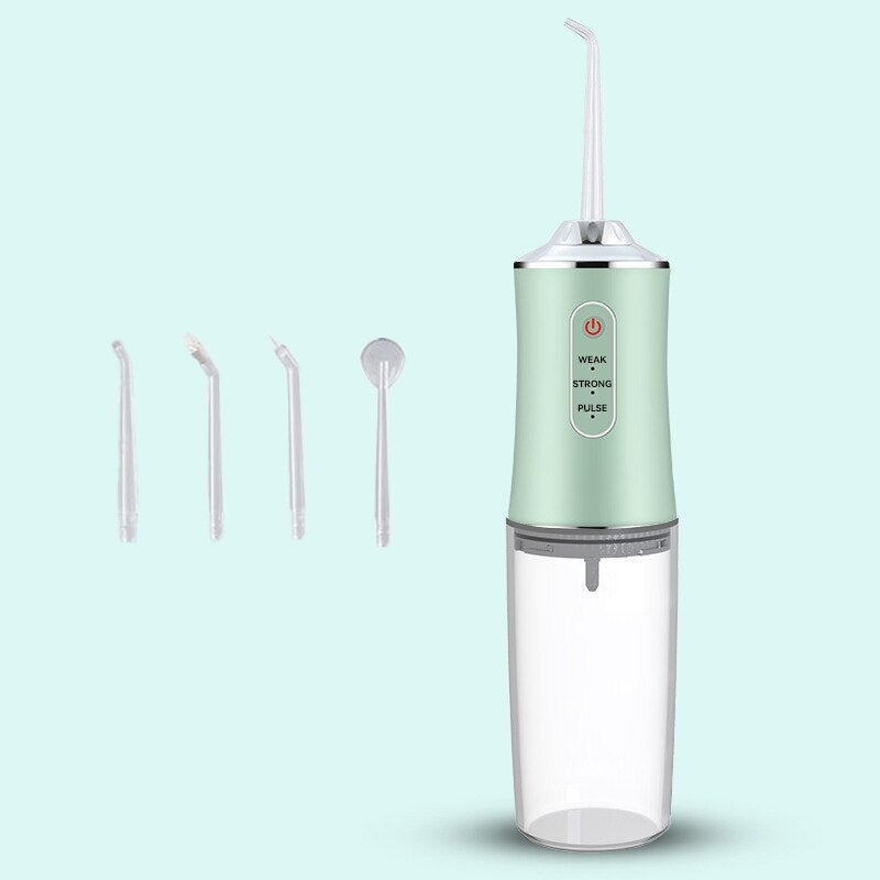 Generic Portable Electric Tooth Cleaner Green [4 nozzles]] 