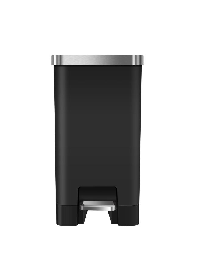 EKO Hana Elegant and Modern Design Slim Step Bin Black and Silver 10 Liter EK6377-10L-BL