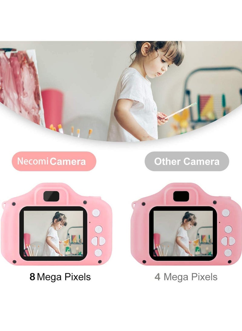 Yakiter Kids Camera Gifts for 3-8 Year Old Boys Girls,Mini Rechargeable Child Digital Camera Shockproof Video Camcorder Gifts for,8MP HD Video 2 Inch Screenfor Outdoor Play(32GB TF card and Card Readers),Pink - Image 4
