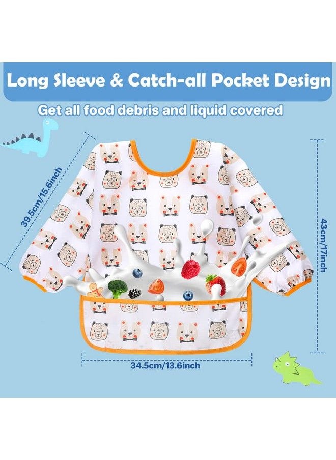 Lictin Long Sleeve Baby Bibs For Boy Or Girlfully Waterproof Toddler Bibs25 Years Neutral Baby Smock For Eatingreusable Infant Wearable Bibs For Feeding Teething Or Weaningeasy To Clean5 Pcs  - Image 4