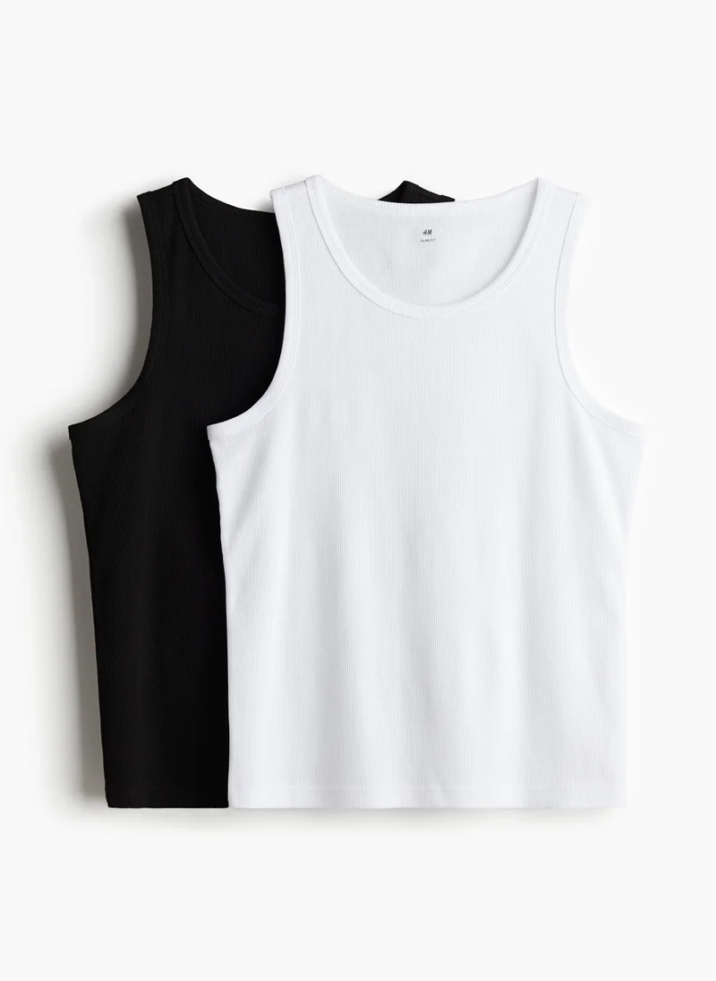 اتش اند ام 2-Pack Slim Fit Ribbed Vest Tops