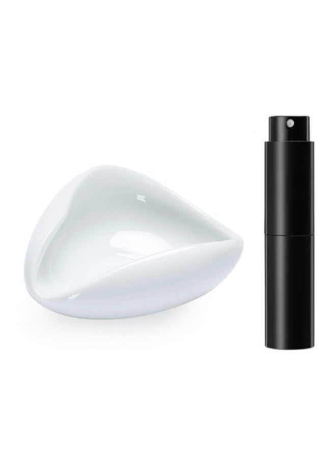 BIG MAX V60 Coffee Weighing Tray and Sprayer Set | White Ceramic Tray + Black Spray Bottle | Home & Outdoor Use | Rust-Proof & Dishwasher Safe  - Image 1