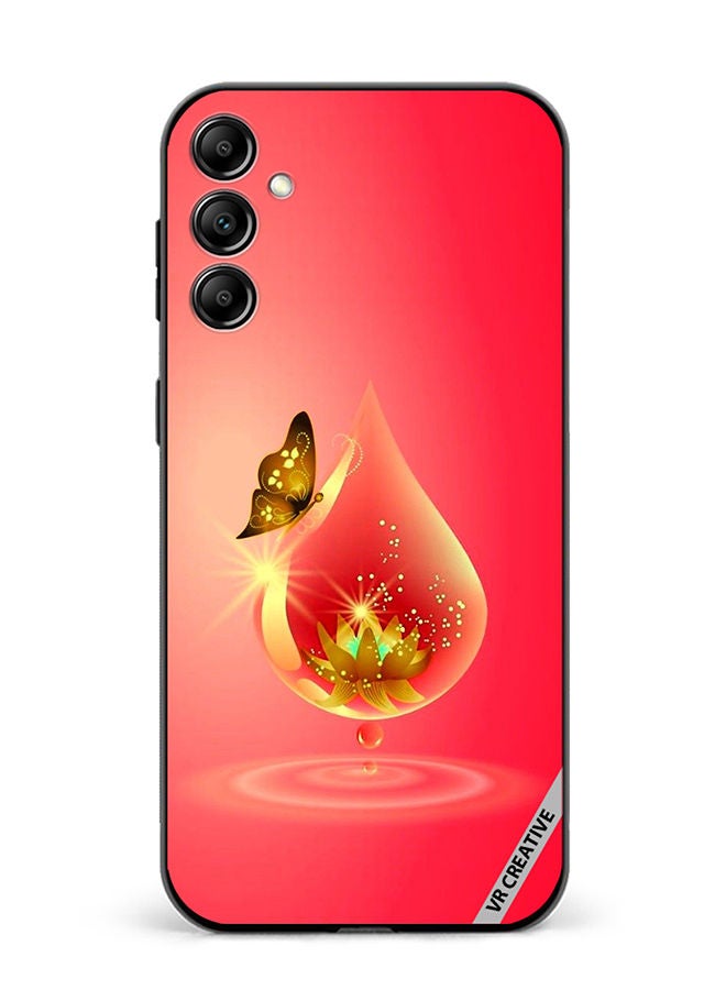 VR CREATIVE Protective Case Cover For Samsung Galaxy M54 Golden Butterfly Red Waterdrop Design Multicolour - Image 1