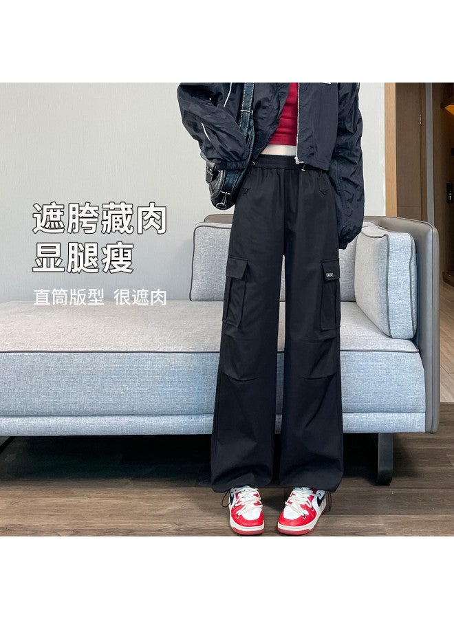 Hstyle American High-waist Convertible Cargo Pants For Women 2025 Spring/summer Versatile Slimming Loose Fit optional Extra-long Wide-leg Trousers - Image 4