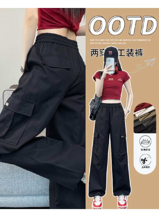 Hstyle American High-waist Convertible Cargo Pants For Women 2025 Spring/summer Versatile Slimming Loose Fit optional Extra-long Wide-leg Trousers - Image 1