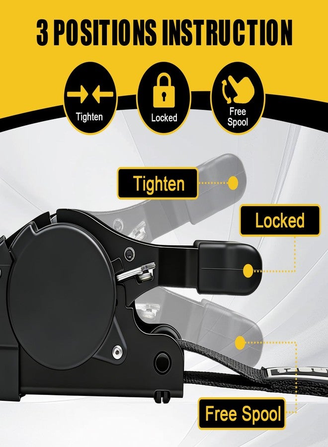 Ayaport Retractable Ratchet Straps 1.75in X 10ft, 4400lbs Break Strength, Heavy Duty Ratchet Straps Self RetractableTie Down Straps with Hook & Soft Loops for Motorcycle, Cargo Trailer, Truck, 2PK - Image 4