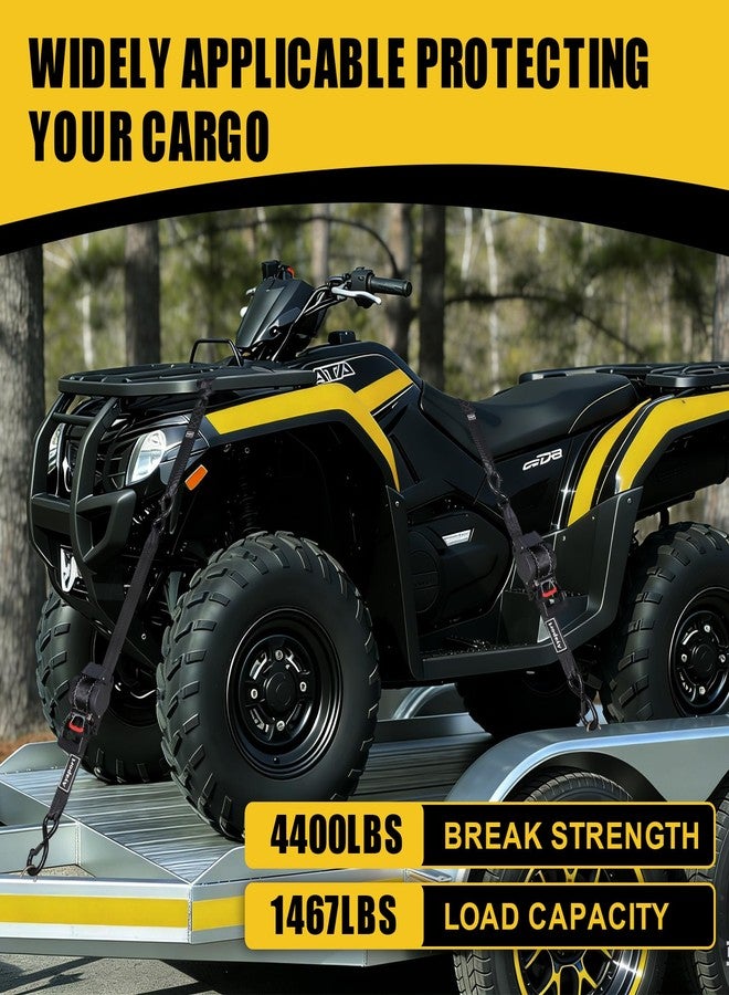 Ayaport Retractable Ratchet Straps 1.75in X 10ft, 4400lbs Break Strength, Heavy Duty Ratchet Straps Self RetractableTie Down Straps with Hook & Soft Loops for Motorcycle, Cargo Trailer, Truck, 2PK - Image 3