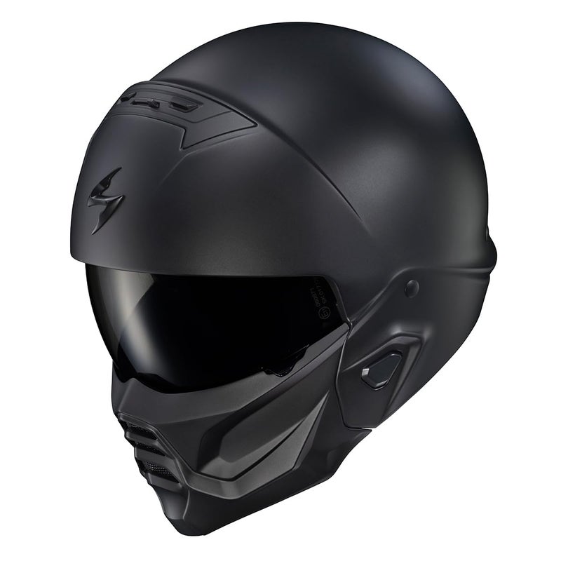 ScorpionEXO Covert 2 Open Face 34 Full Mode Motorcycle Helmet Bluetooth Ready Speaker Pockets Interchangeable Mouth Cover DOT Approved Solid Matte Black XSmall