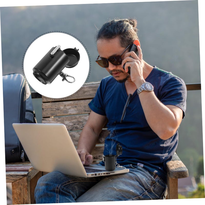 Black Portable Leakproof Cigarette Ashtray with Keychain Large Capacity Outdoor Travel - Image 5