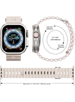 Color Fans Soft Silicone Ocean Sports Strap Compatible Apple Watch 41mm 40mm 38mm for Men Women, Adjustible Watch Band for Apple Watch SE/Series 9/8/7/6/5/4/3/2/1 - Starlight/Pink Sand  - Image 5