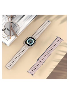 Color Fans Soft Silicone Ocean Sports Strap Compatible Apple Watch 41mm 40mm 38mm for Men Women, Adjustible Watch Band for Apple Watch SE/Series 9/8/7/6/5/4/3/2/1 - Starlight/Pink Sand  - Image 3