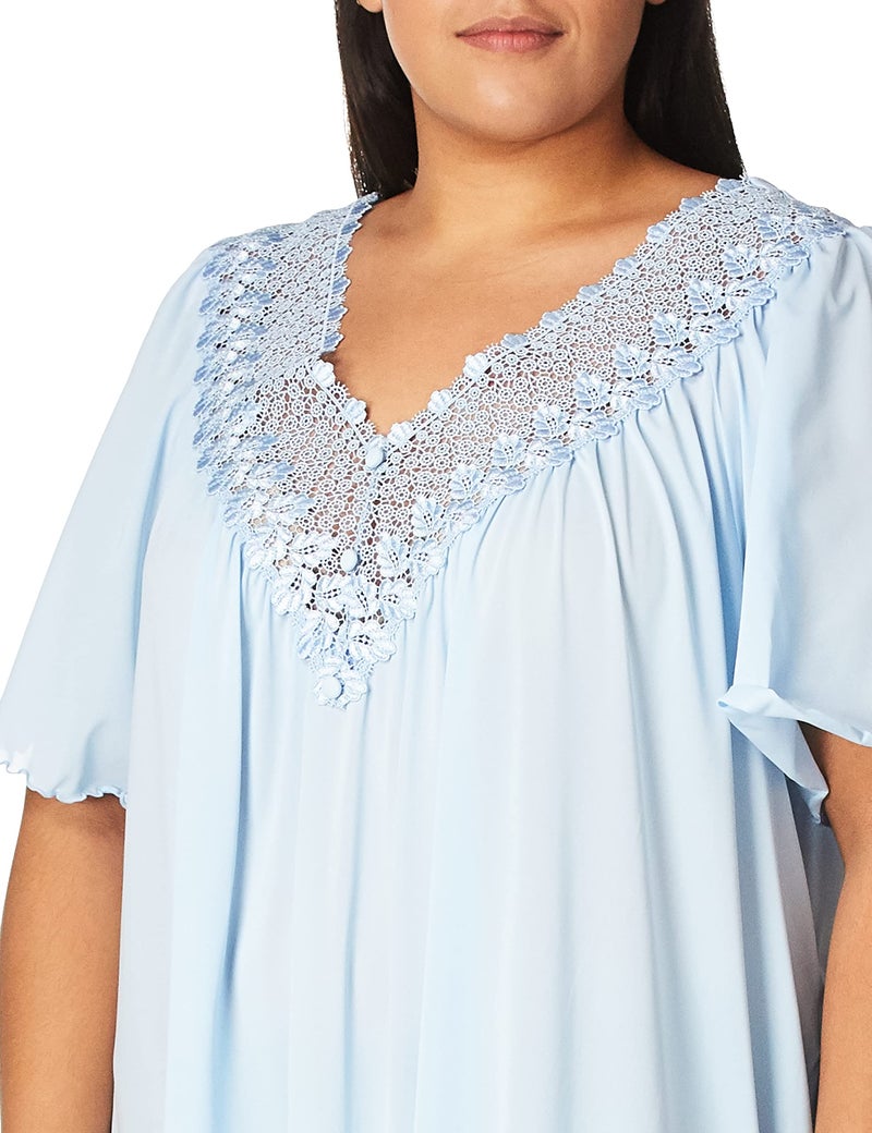 Shadowline Women's Beloved 53 Inch Flutter Sleeve Long Gown, Blue, Small - Image 2
