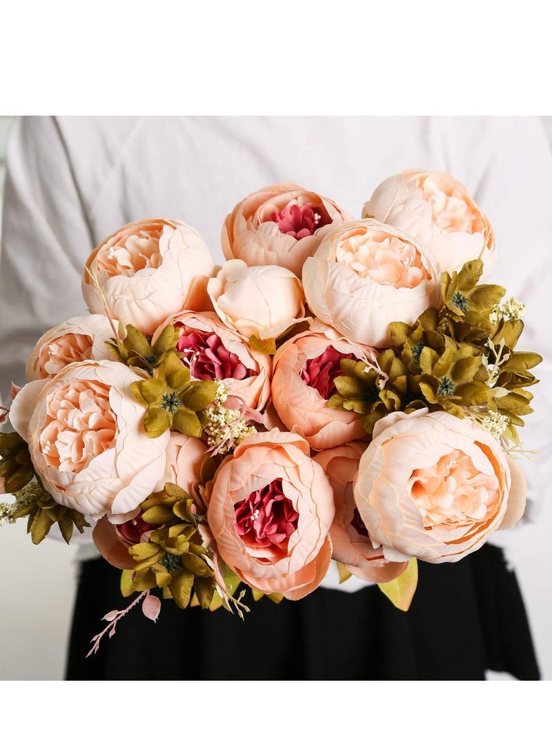 KASTWAVE Vintage Artificial Peony Silk Flowers, Fake Peonies Vintage Bouquet for Wedding Anniversary Home Decoration(Light Pink) - Image 3