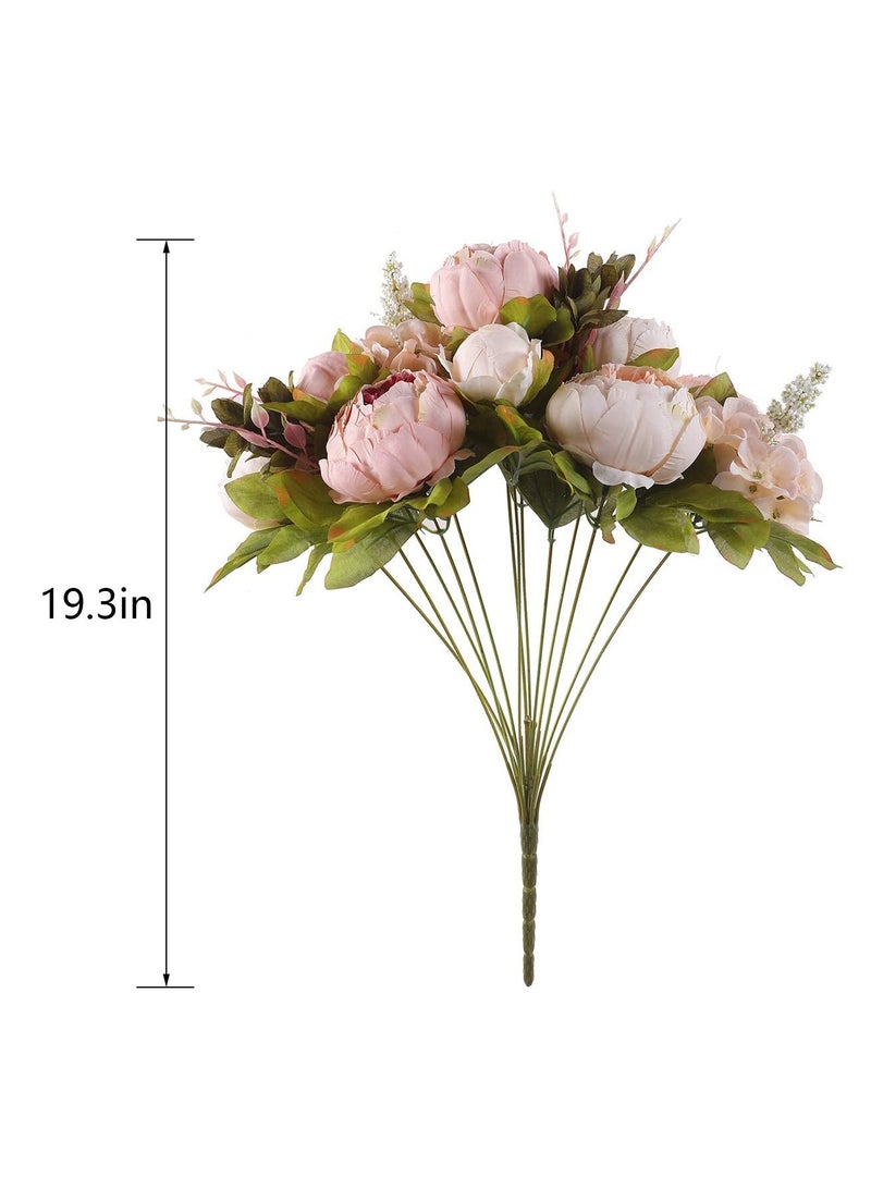 KASTWAVE Vintage Artificial Peony Silk Flowers, Fake Peonies Vintage Bouquet for Wedding Anniversary Home Decoration(Light Pink) - Image 5