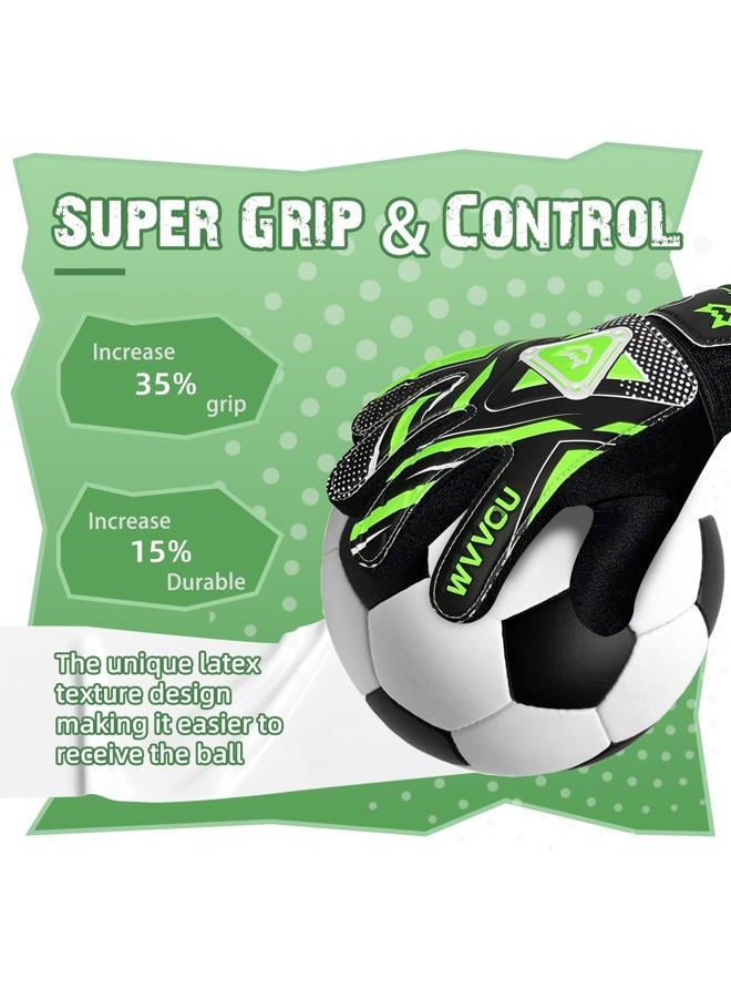 WVVOU Goalkeeper Gloves for Kids Youth, Soccer Goalie Gloves with Double Protection, Anti-Slip Soccer Gloves, Super Grip - Image 4