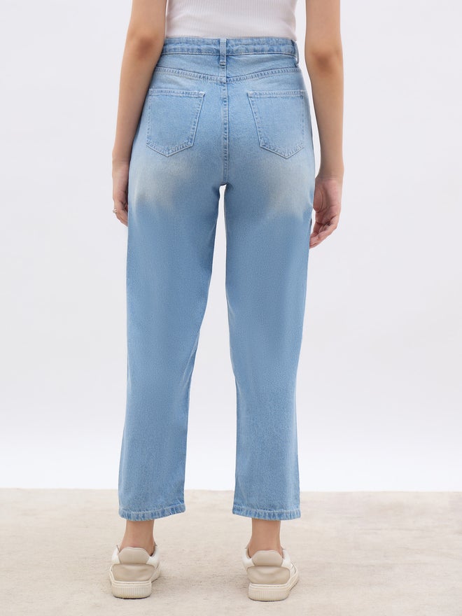 Styli High Rise Faded Straight Fit Jeans - Image 3