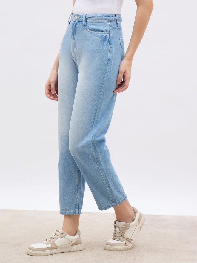 Styli High Rise Faded Straight Fit Jeans - Image 2