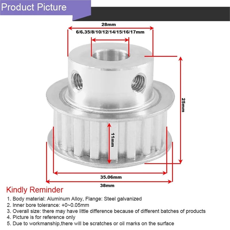 XL 22T Timing Belt Pulley 6 35mm Bore 11mm Width For 3D Printer - Image 2