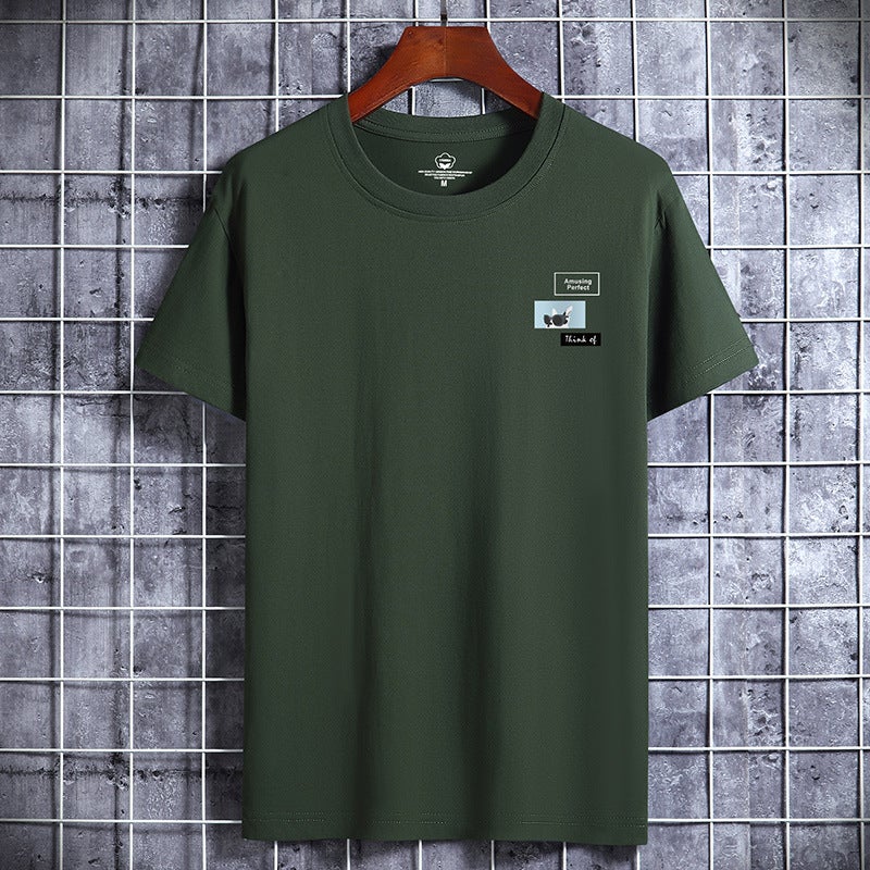 2025 Summer Short-Sleeved T-Shirt Men'S Korean Style Ins Printed Cotton Bottoming Shirt Trbottomy Brand Round Neck Half-Sleeved T-Shirt Men'S T - Image 1