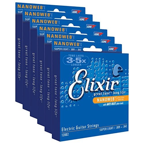 ELIXIR 6 مجموعات من أوتار كهربائية فائقة الخفة إلكسير 12002 (9-42) (نانويب) - Image 1