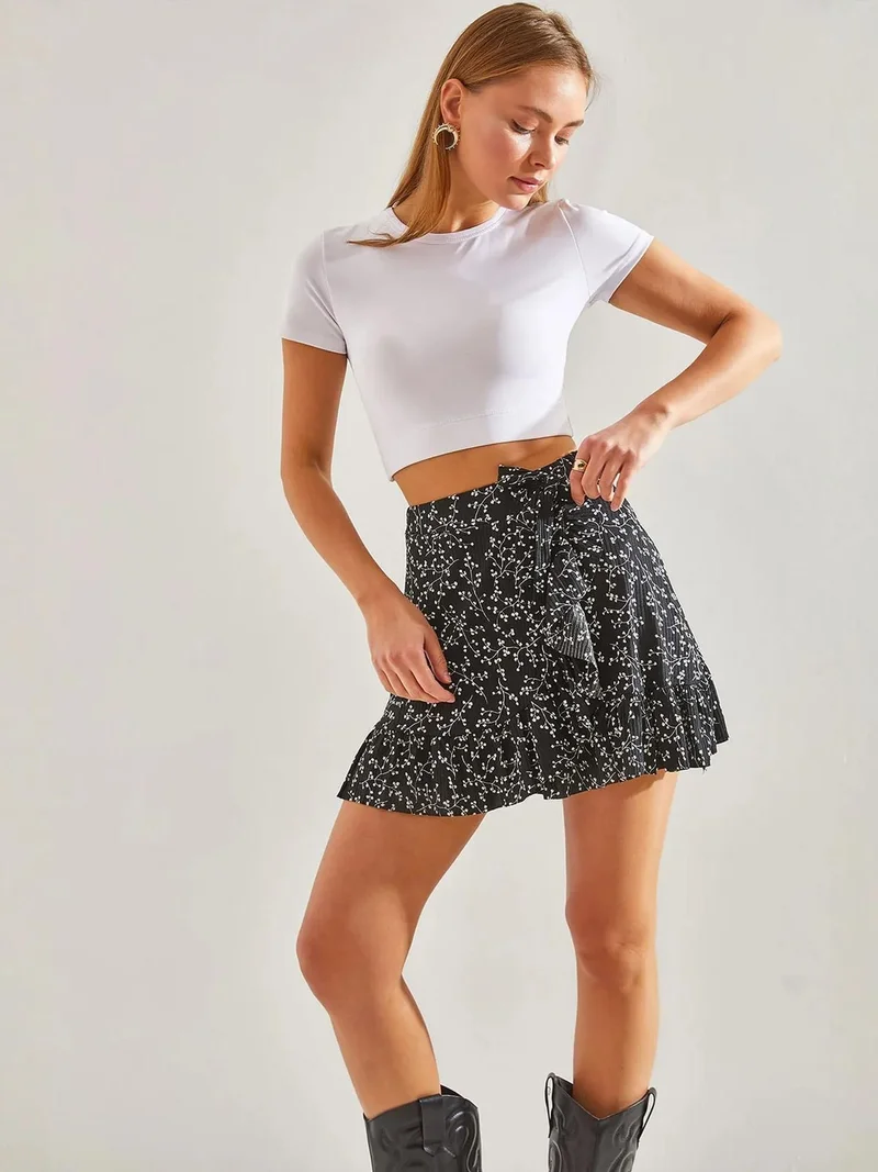 بيانكو لوتشي تنورة قصيرة مكشكشة بنقش الزهور من لوتشي