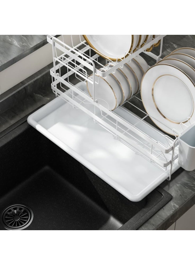 Smart Storage 💫Premium Double-Layer Dish Drying Rack – Carbon Steel Kitchen Dish Drainer with Removable PP Tray . - Image 4