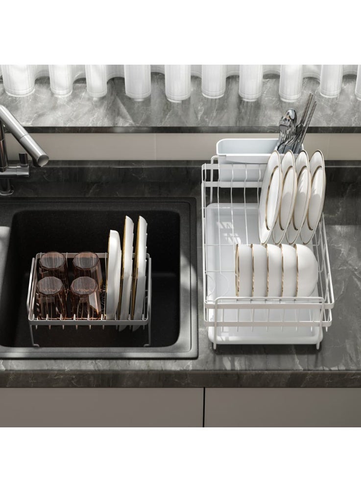 Smart Storage 💫Premium Double-Layer Dish Drying Rack – Carbon Steel Kitchen Dish Drainer with Removable PP Tray . - Image 3