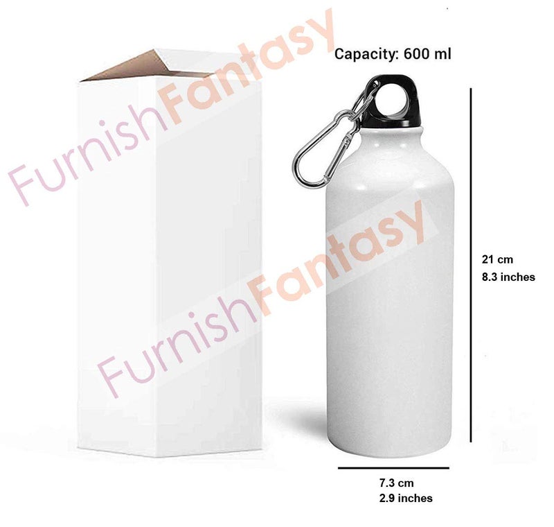 FurnishFantasy FurnishFantasy Personalised Aluminium White Sipper Bottle 600 ml Best Personalized Gift for Happy Birthday Return Gift Name Ved  - Image 3