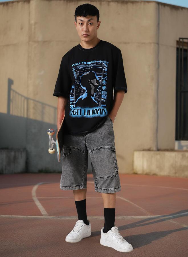 Hubberholme Men Futuristic Printed Oversized Fit T-Shirt - Image 5