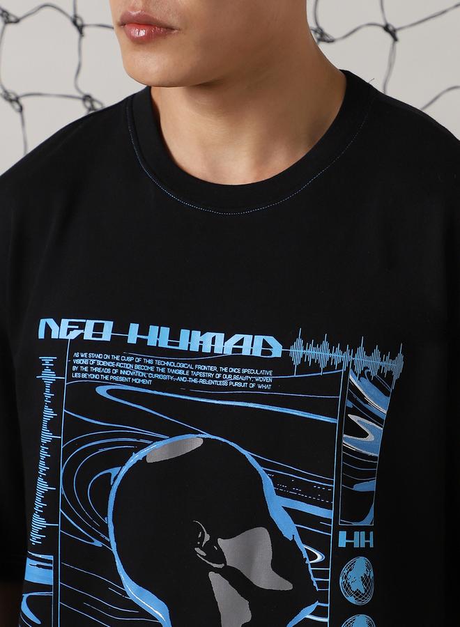 Hubberholme Men Futuristic Printed Oversized Fit T-Shirt - Image 4
