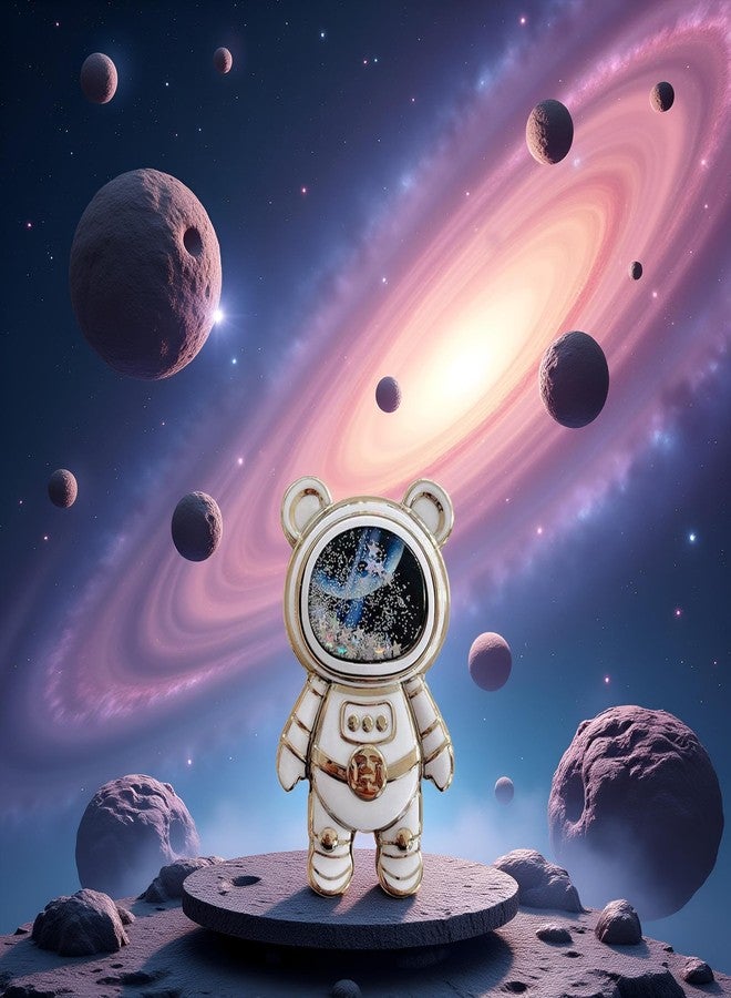 Jowxsx Astronaut Phone Holder, Adjustable Tablet Phone Ring Stand with 3D Moving Cute Phone Stand Holder,Adjustable Tablet Phone Ring Stand with 3D Moving Star Sequins for Girls Women - Image 3