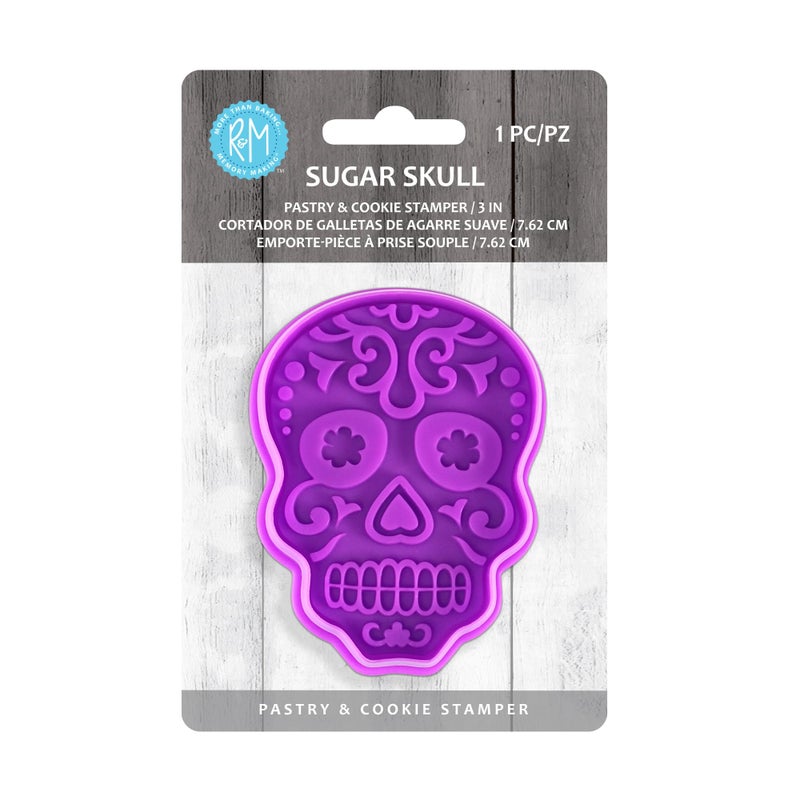 RM International Day of the Dead Sugar Skull 3 Cookie Cut and Stamp Purple