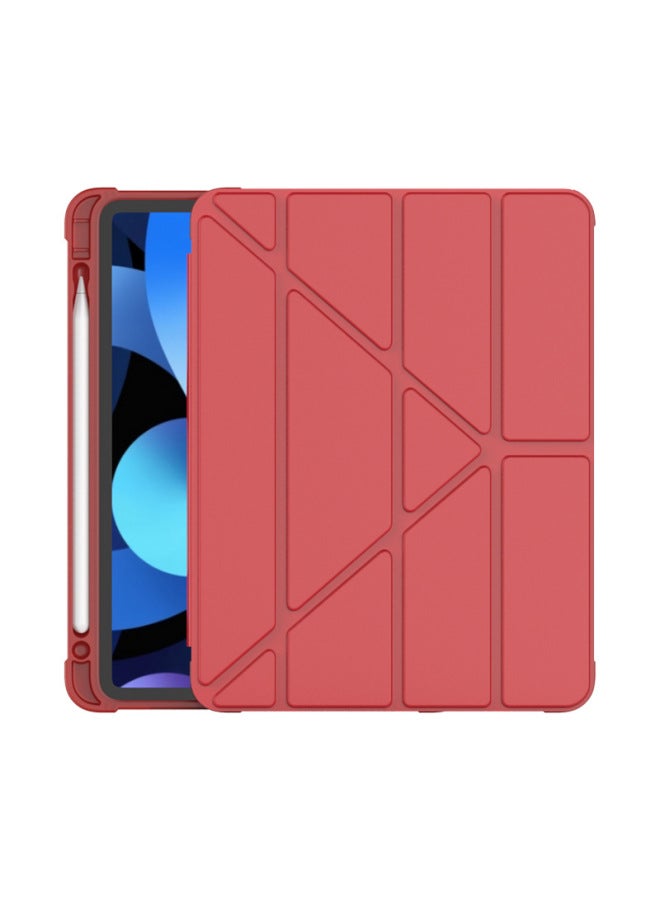 Ipad Air4 Protective Sleeve Pen Slot Ipad10.2 Transformers 11 Inch Pen Slot Silicone Anti-fall Shell Pro12.9-Color:Red-Applicable Model:pad10 Generation 10.9-inch 2022