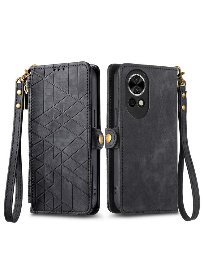 erorex Case For Huawei nova 13 Geometric Zipper Wallet Side Buckle Leather Phone Case - Image 2
