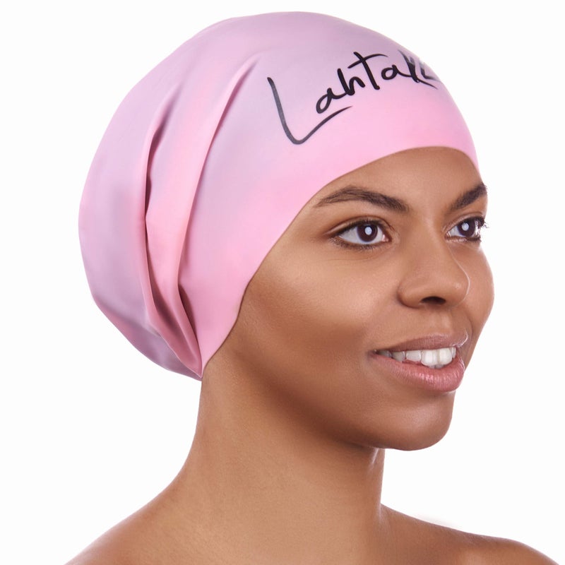 Lahtak Swim Cap for Long Hair - Swim Cap Braids Dreadlocks - Bathing Swim Caps for Women Swimming - Swimming Cap Women - Extra Large Swim Cap Men Afro - Waterproof Silicone Keep Hair Dry (Rose Quartz XL) - Image 1