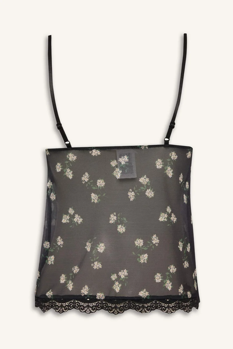 ديفاكتو Regular Fit Tulle Black Top