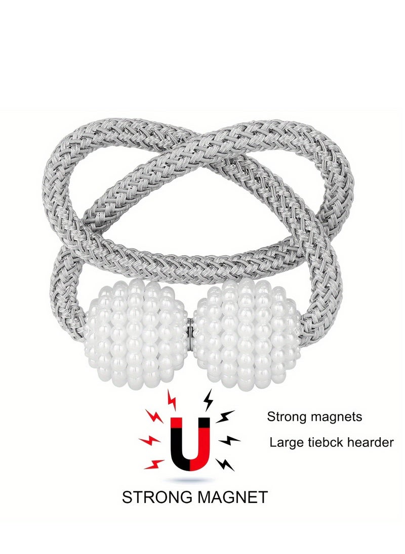2pcs Magnetic Curtain Tiebacks, Window Tieback Holder Decorative Rope Fixer Classic Tie Curtain Holdback For Home Office Window Drapes, 42.01cm