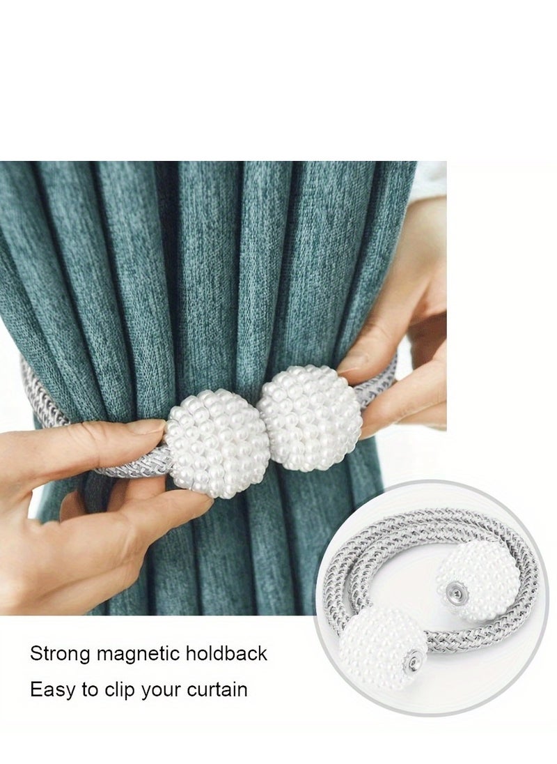 2pcs Magnetic Curtain Tiebacks, Window Tieback Holder Decorative Rope Fixer Classic Tie Curtain Holdback For Home Office Window Drapes, 42.01cm