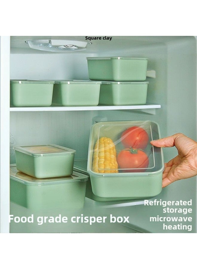 New Plastic Multi-functional Fresh-keeping Box Heightened Food Insulation Box Deepened Thickened Camping Storage Box Cross-border Wholesale-Specifications:Green 1800ml Transparent Cap-Color:Pack Of Five  - Image 3