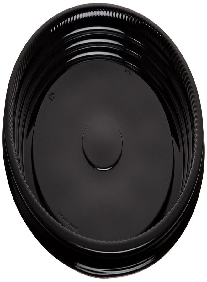 CaterLine Casuals Plastic Platter Round Tray, 12-Inch, Black, (25-Count)
