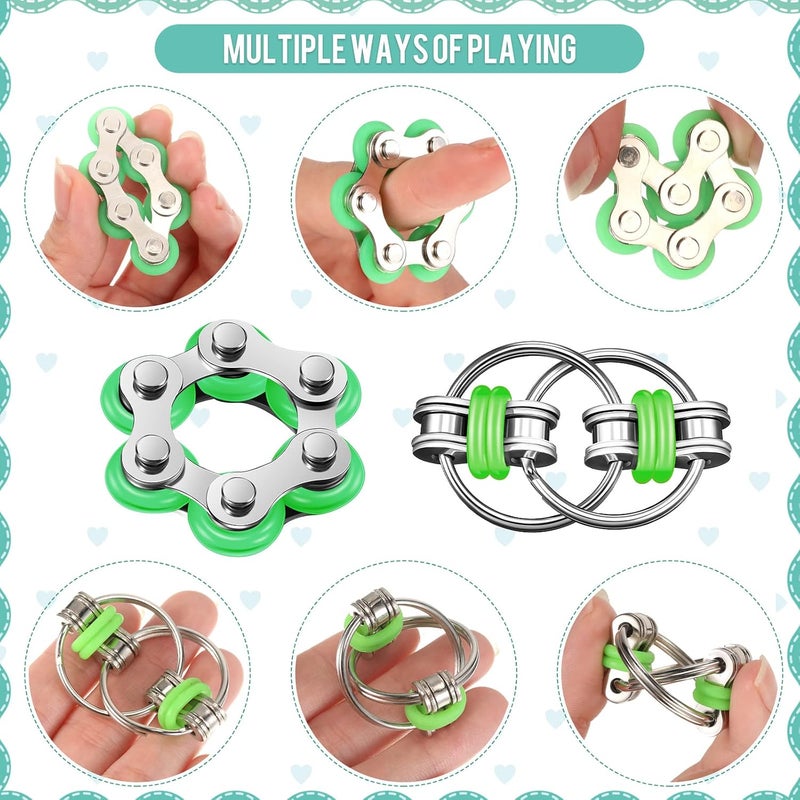 Gejoy 3 Pcs Fidget Toys Adults Set Handheld Fidgets Controller Pad Game Six Roller Chain Key Flippy Chain Autism Sensory for ADHD Add OCD Autism Anxiety Stress Relief Teen Kids(Black and Green) - Image 4