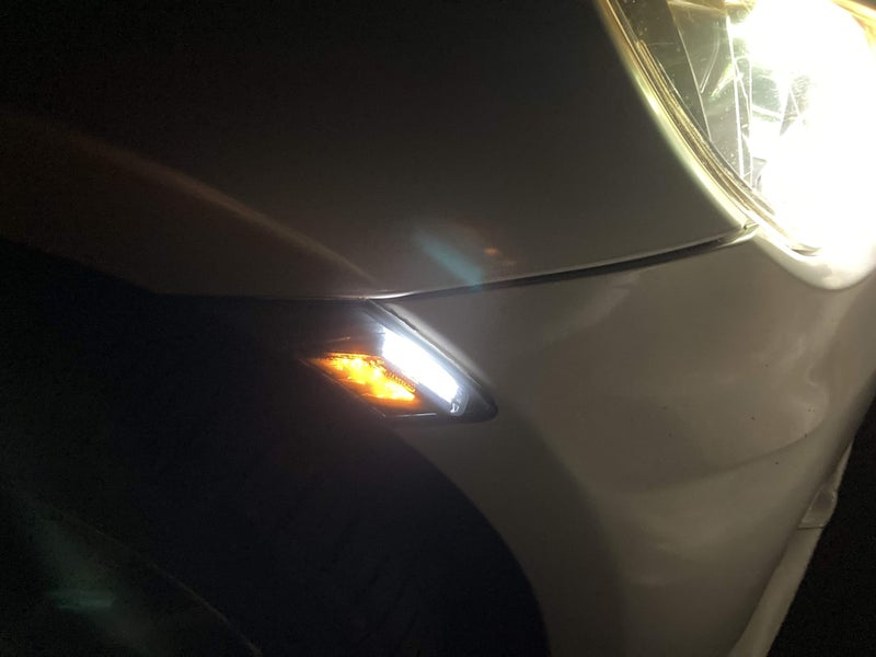 iJDMTOY JDM Smoked Lens White/Amber Dual Color LED Front Sidemarkers Compatible With 2013-16 Scion FR-S, 2013-21 Subaru BRZ, 2017-21 Toyota 86 (Parking: White LED, Turn Signal: Amber LED)