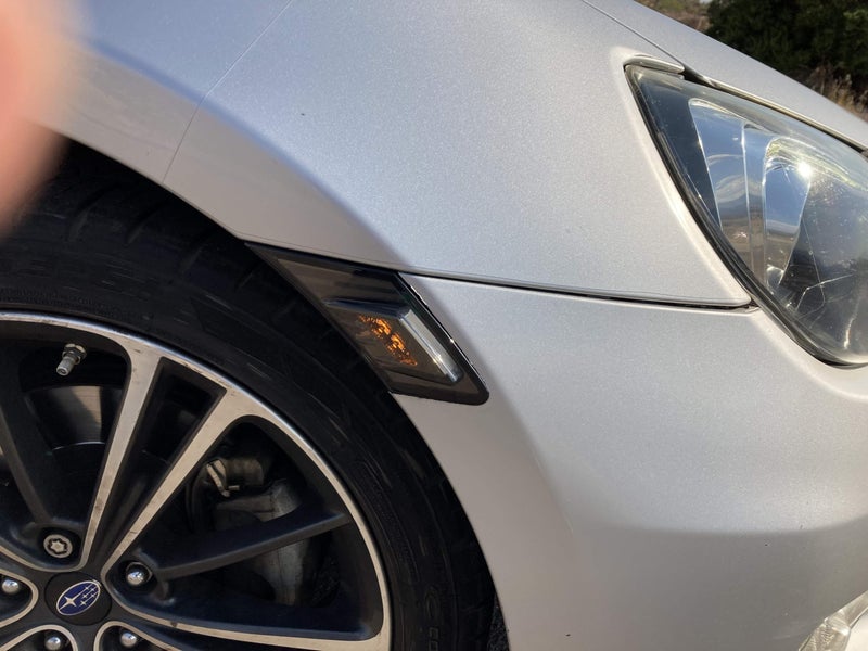 iJDMTOY JDM Smoked Lens White/Amber Dual Color LED Front Sidemarkers Compatible With 2013-16 Scion FR-S, 2013-21 Subaru BRZ, 2017-21 Toyota 86 (Parking: White LED, Turn Signal: Amber LED)