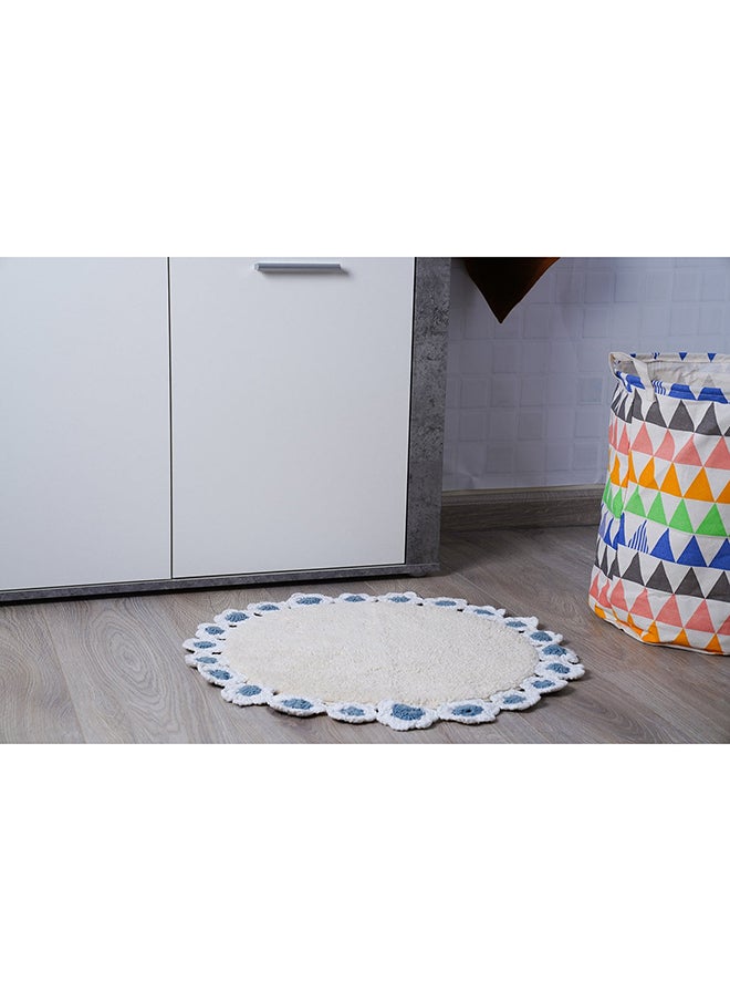 Pan Home - Harper Cotton Round Bathmat 60cm Dia - Blue - Image 1