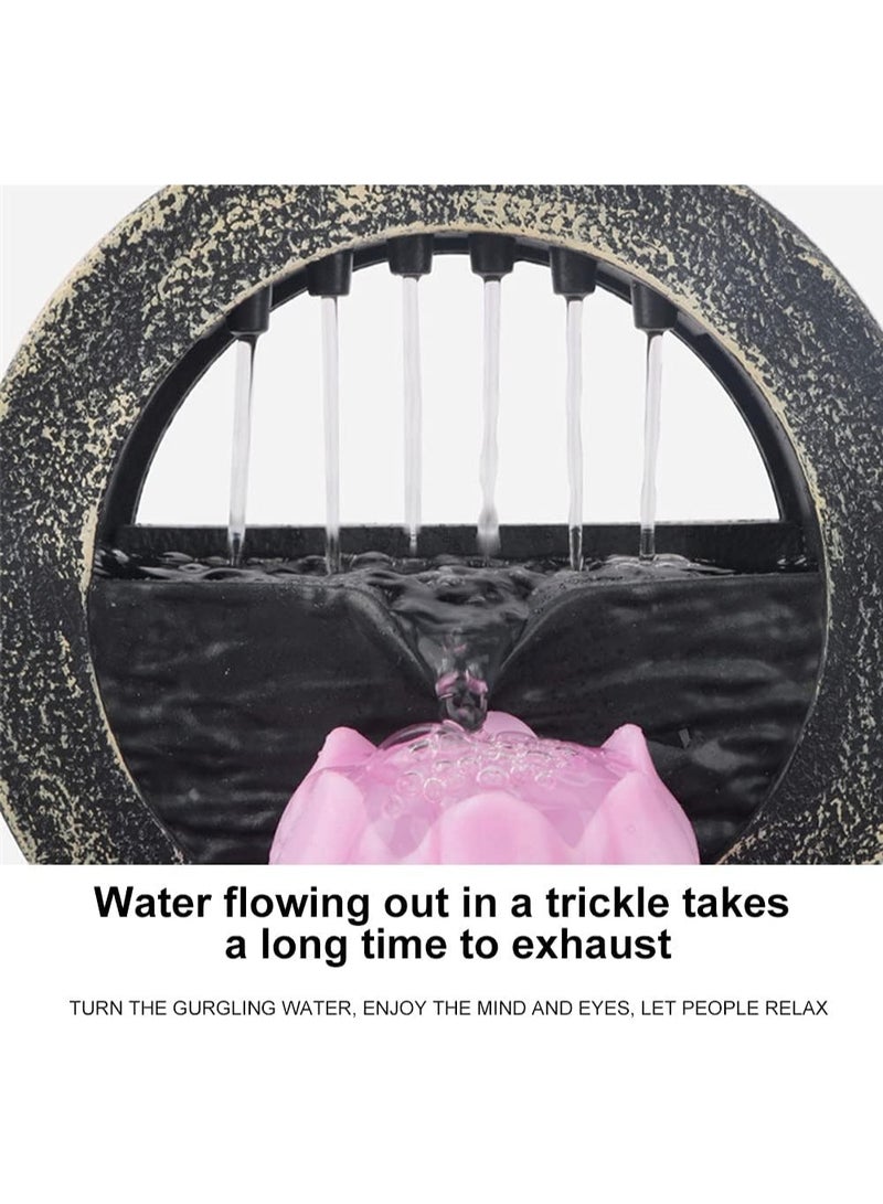 توشيونيكس نافورة ماء لوتس LED لسطح الطاولة مع شلال داخلي مع أحجار وإضاءة LED، نافورة زين صغيرة تعمل بمنفذ USB/البطارية لتزيين مكتب المنزل - Image 3