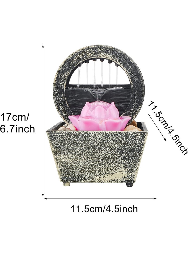 توشيونيكس نافورة ماء لوتس LED لسطح الطاولة مع شلال داخلي مع أحجار وإضاءة LED، نافورة زين صغيرة تعمل بمنفذ USB/البطارية لتزيين مكتب المنزل - Image 4