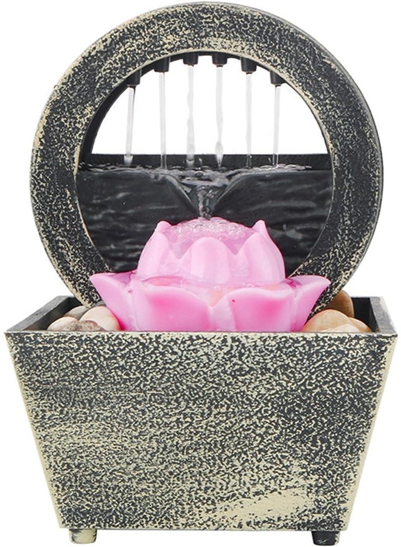 توشيونيكس نافورة ماء لوتس LED لسطح الطاولة مع شلال داخلي مع أحجار وإضاءة LED، نافورة زين صغيرة تعمل بمنفذ USB/البطارية لتزيين مكتب المنزل - Image 2