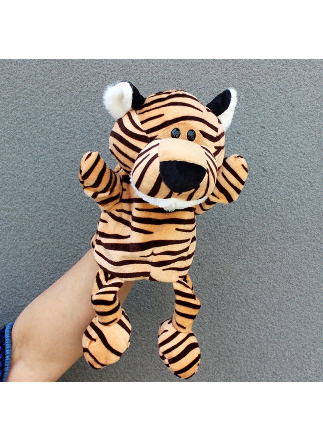 Full-body Hand Doll Toy Animal Gloves Doll Open Mouth Ventroll Doll Parent-child Interactive Performance Early Childhood Education-Color:Huang Hu-Height:30cm Large Hand Puppet  - Image 1
