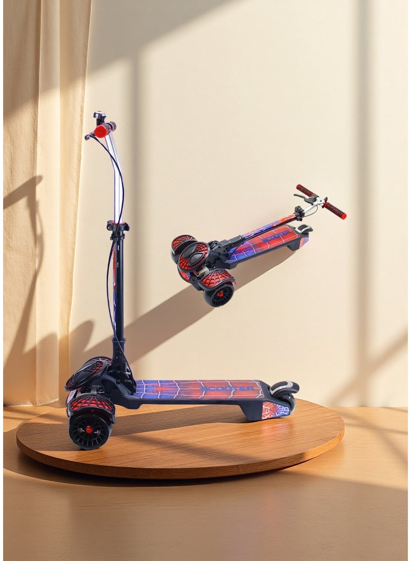 EASY FUTURE Foldable Kids Scooter with Height-Adjustable Handle, LED PU Wheels, Rear Brake, Handle Brake & Music – Ideal for 3-8 Years - Image 1